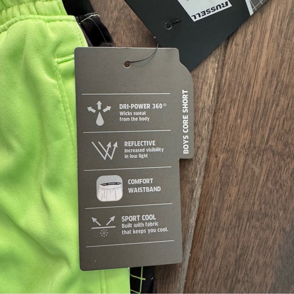 Russell Athletic Neon Green Shorts Boys L 10/12 NWT - Picture 3 of 6